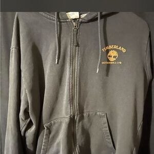 Timberland Charcoal Hoodie with Yellow Logo